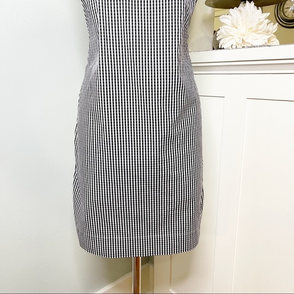 Talbots Gingham Ruffled Sheath Dress Black and White Check Print 2 XS - Picture 4 of 9